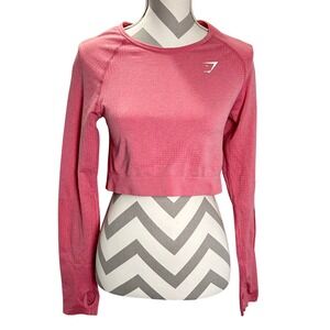 Gymshark Women's Long Sleeve Crop Top Workout Activewear Shirt - Size L
